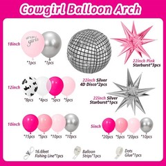 128pcs Disco Cowgirl Party Decorations, Hot Pink Silver Cowgirl Balloon Arch …