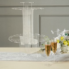 CLEAR 3-Tier 21″ Round Acrylic Champagne GLASSES HOLDER Flutes Stand Party Event