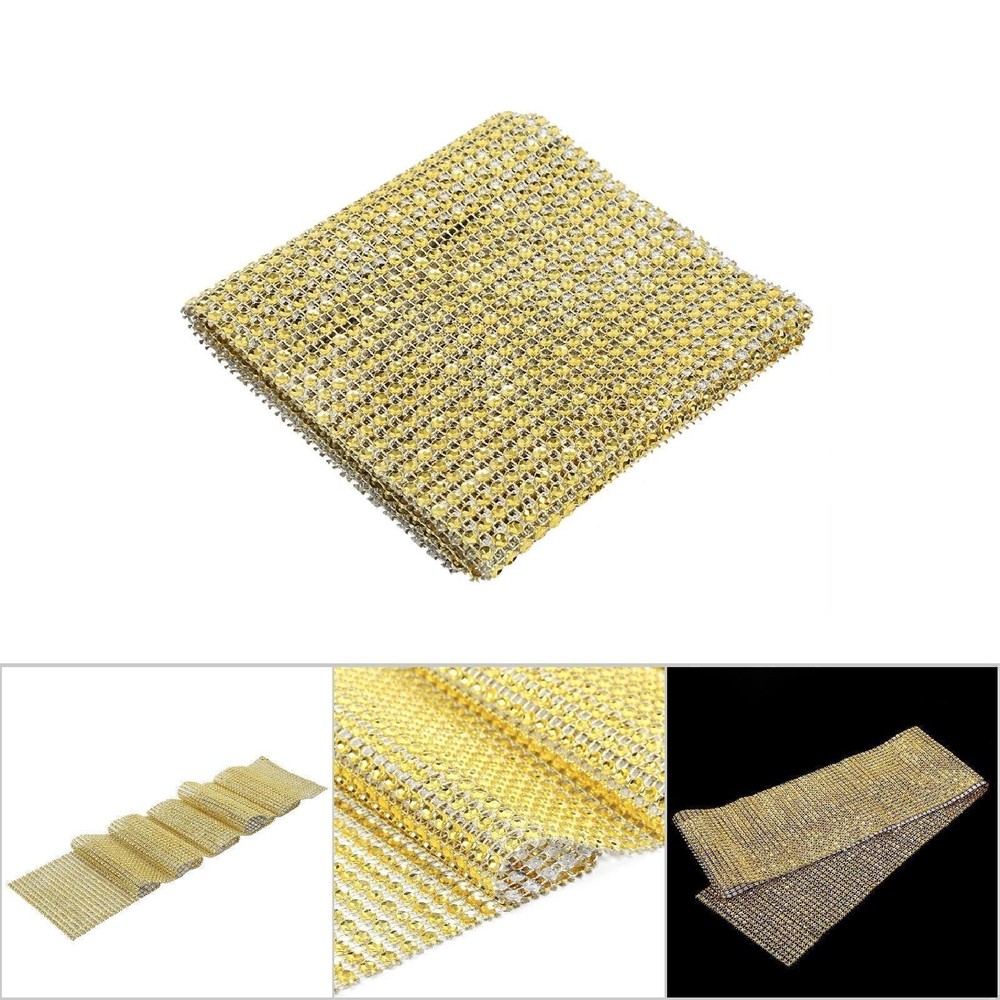 Wedding party Home Decor Rhinestone Crystal Diamond Mesh Wrap DIY Gold