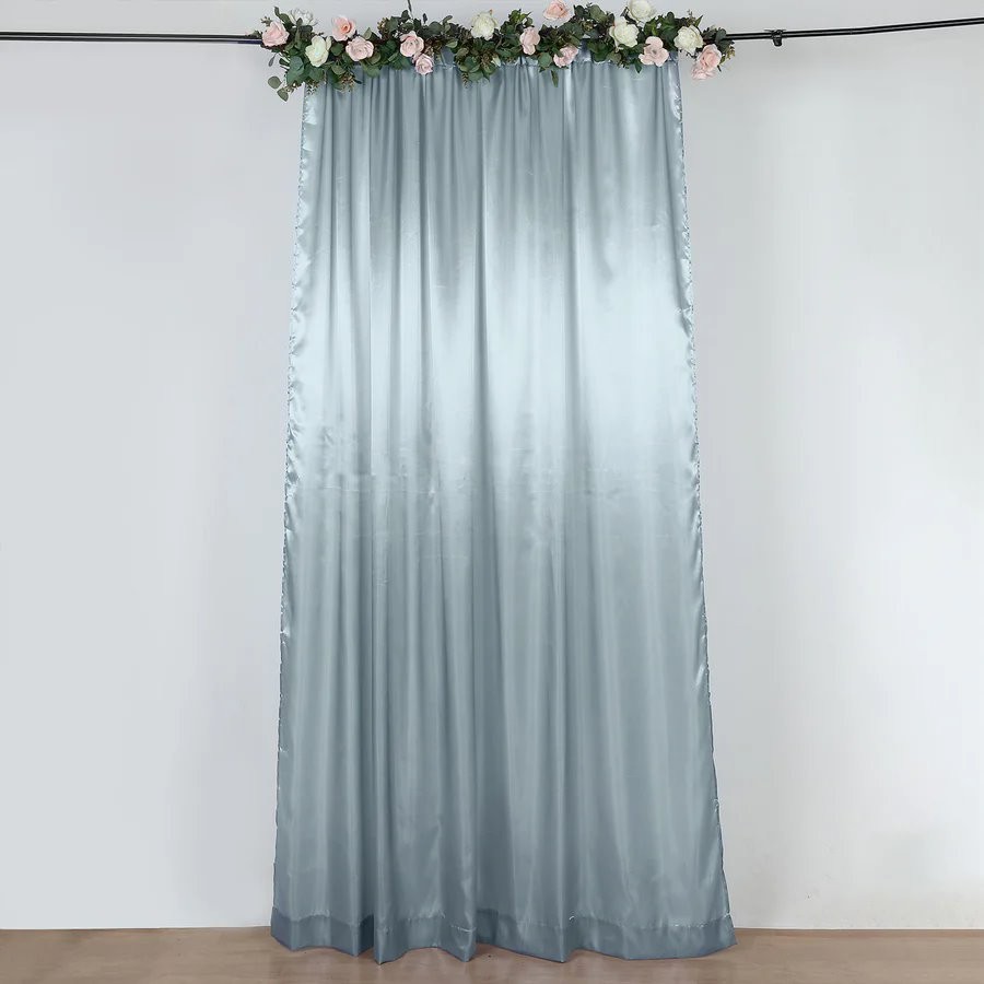 8×10 ft DUSTY BLUE Satin CURTAIN Wedding Photography Backdrop Panel Party