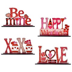 4Pcs Valentine’s Day Decorations Love Wooden Table Sign, Anniversaries Tablet…