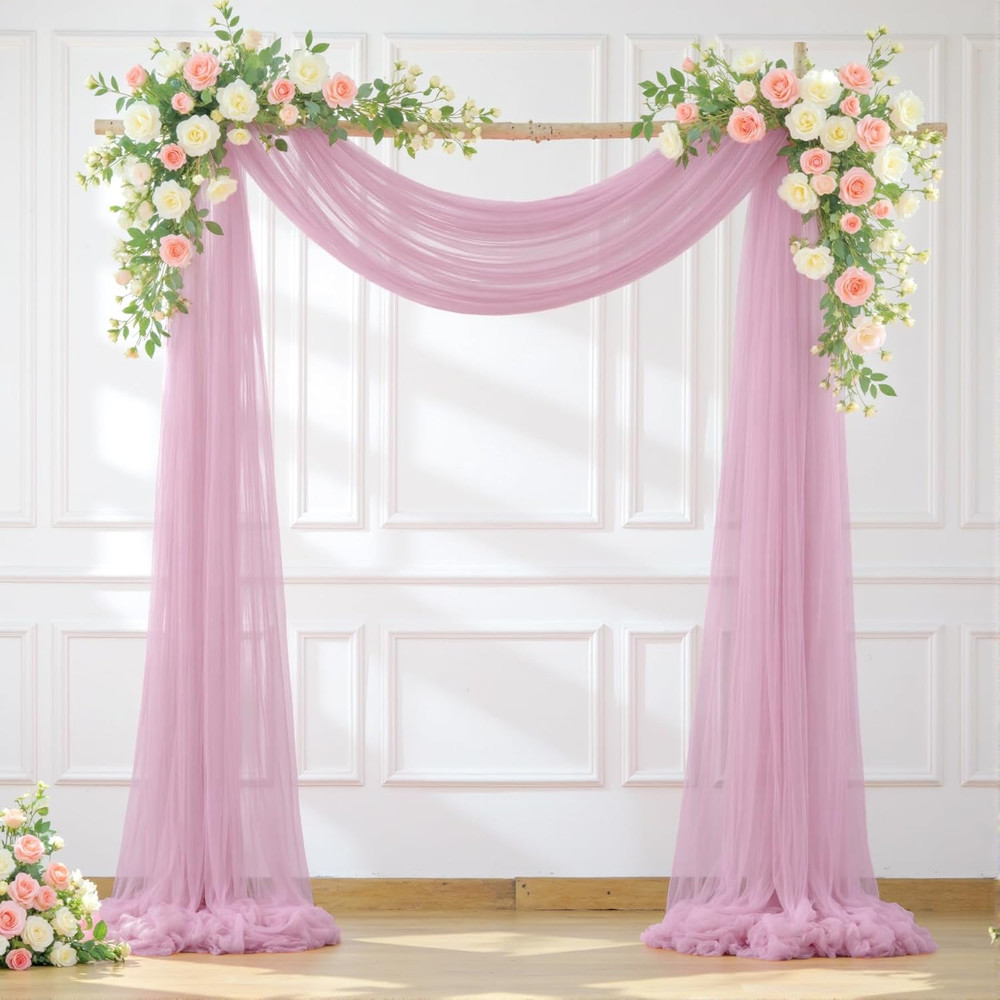 Wedding Arch Draping Fabric Backdrop 1 Panel 60″ X 26Ft Dusty Rose Drapes Curtai