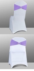 50PCS Purple Spandex Chair Sashes w/ Buckle for Wedding Party