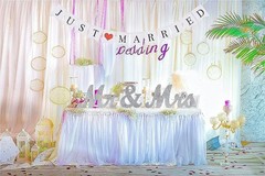 Wedding Sign Set Silver Wood Mr and Mrs & Just Married Banner Decorations