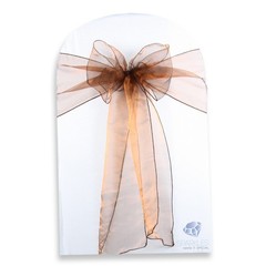 10 pcs Organza Chair Cover Bow Sash 108″x8″ – Brown – Wedding Party Banquet nh