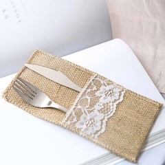 4″x8″ Natural Burlap and Lace Napkin Holders for Wedding Party Favors Tableware