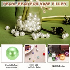 4/6/8/12/14mm Pearl Bead for Vase Filler, 600 Pcs Floating Beads, Light Green