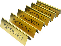 6pc Gold Stainless Steel Reserved Table Signs 6×1.5in Double Sided Tent