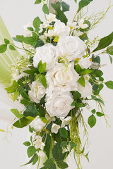 Deluxe Wedding Arch Flowers with Drapes Kit Pack of 4, 2Pcs White Green Mint Lea