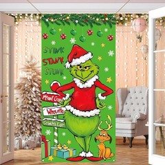 Green Christmas Door Cover Welcome Birthday Party Decorations Winter Holiday …