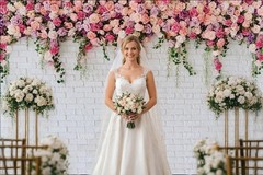 Bridal Shower Pink Rose Backdrop 8x6ft