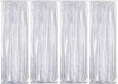 Sequin Backdrop, 2 Pcs Silver 2Ftx8Ft Curtains for Party, Wedding, Event, Photog