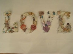Beach Decor Handmade Shell Letters LOVE – Multicolor Shell Letters – Wooden