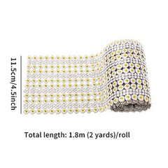 4.5 Inch x 2 Yards Sparkling Flower Shape Diamond Mesh Wrap Roll Faux Crystal