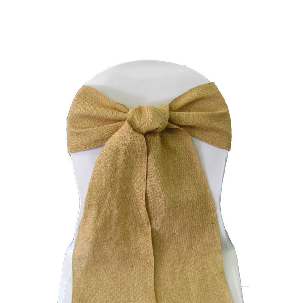 50 Burlap Chair Sashes Bows 6″x108″ Wedding Event 100% Natural Jute Made in USA