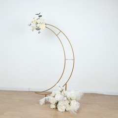 4 ft Gold Metal Half Crescent Moon Wedding Arch Flower Stand Centerpieces