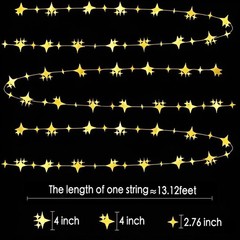 Glitter Gold Four-Angle Star Paper Garland Banner Décor 40 Feet Gold Twinkl