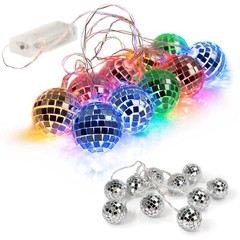 10 LED 2″ Disco Balls String Lights 5.5ft, Battery Operated Portable Decorati…
