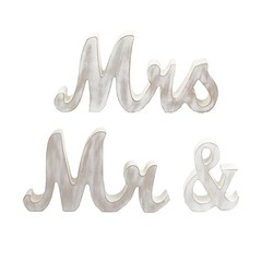 WHITE Glittered Wooden Mr & Mrs Freestanding Wedding Table DISPLAY SIGNS Party