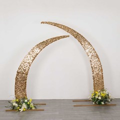 2 GOLD Big Payette Sequin Half Crescent Moon Arch BACKDROP STAND Events Wedding