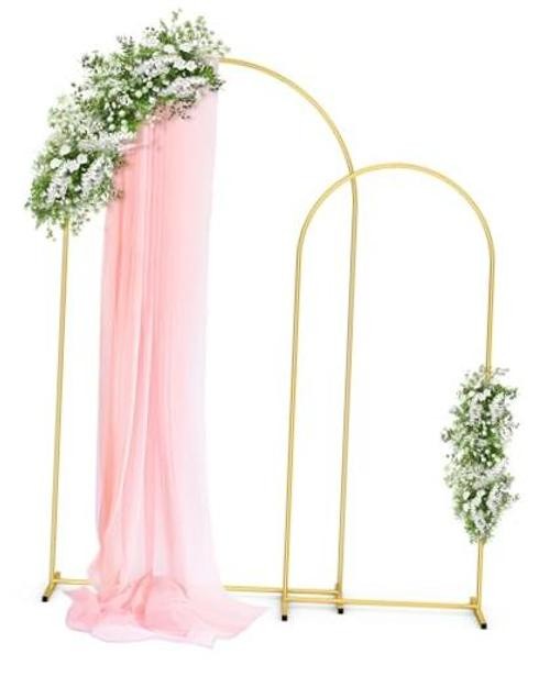 Arch Backdrop Stand Set, Metal, Set of 2, 7.2 ft and 6 ft | 7.2FT, 6.0FT Gold