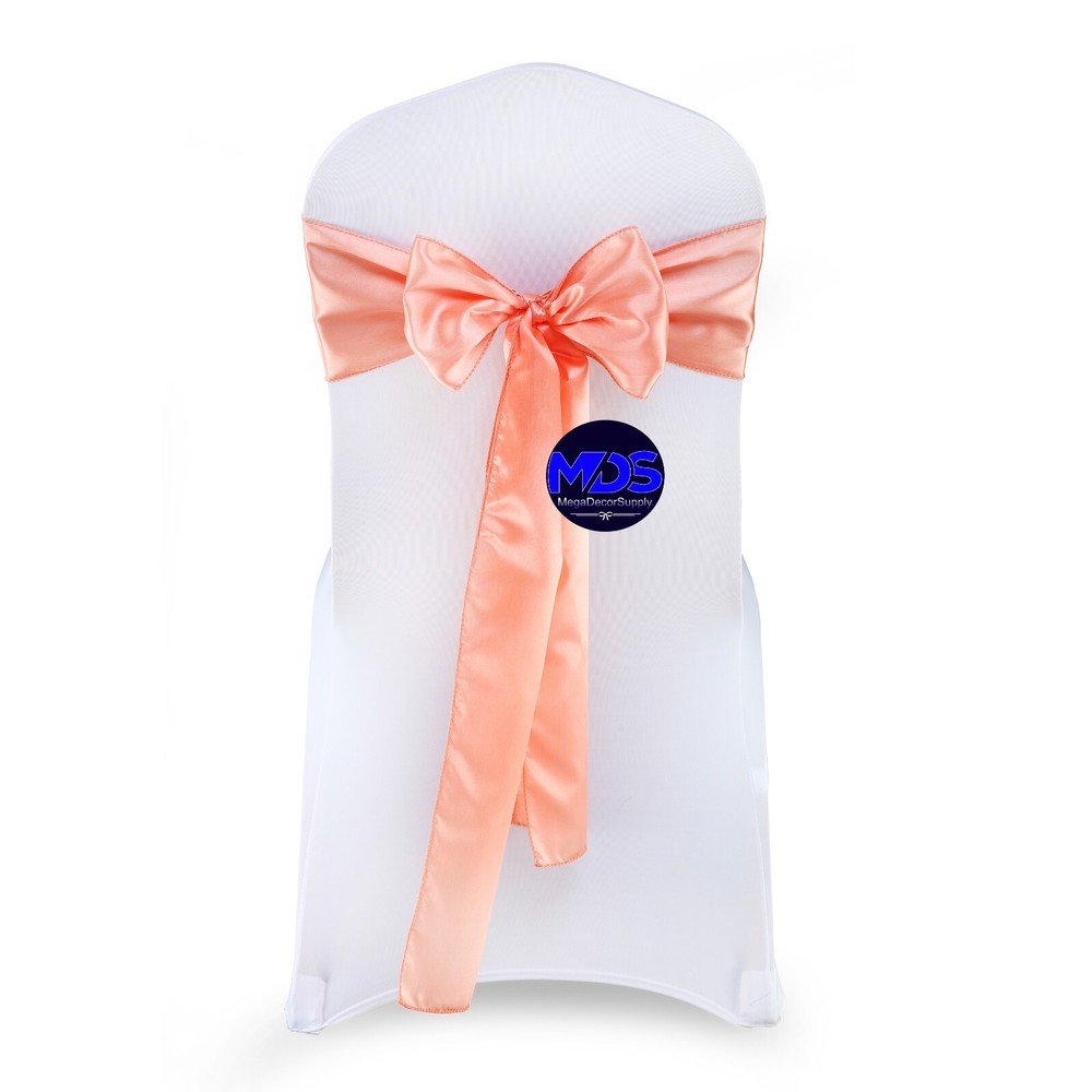 100 PEACH Satin Chair Sashes Bows Wedding Party Banquet Events DIY Decoration