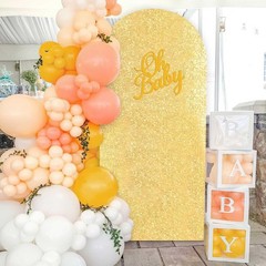 Arch Backdrop Cover 6.6FT Gold Sequin Covers Wedding Spandex Fitted Arch Covers