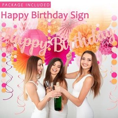 Hot-Pink Orange Birthday Decoration for Women Girl, Fall Peach Hot-pink Orange