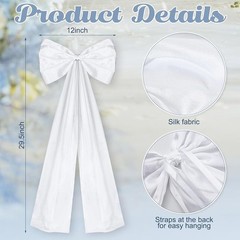 Wedding Pew Bows Long Tails Aisle Decorations Bows Satin Ribbon Background 12pc