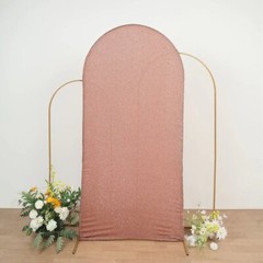 7 ft ROSE GOLD Metallic Fitted Spandex Round Top Arch STAND COVER Party Events