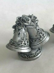 Vintage Resin Craft Creative Centerpiece Wedding Bells Silver~ 2.5″ x 2.5″ Roses
