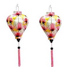 Set 2 Vietnam bamboo silk lanterns Flower fabric Wedding Lanterns – Buyer color