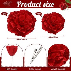 Giegxin 6 Pcs Velvet Derby Day Giant Red Flower for Decoration 12″, 20″ Huge …
