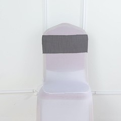 5 CHARCOAL GRAY CHAIR SASHES Premium Polyester Faux Burlap Wedding Decorations