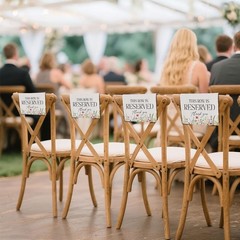 Reserved Row Signs Seating Placeholder Church Pews Cloth Signs for Wedding 4 Pc