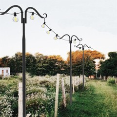 Shepherds Hooks 2 Pack Heavy Duty Two Sided Garden light Pole with 7 Base Prongs