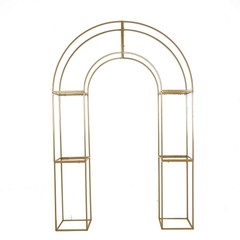 3D Gold Metal Wedding Arch Backdrop Stand with Round Top Wedding Events Party