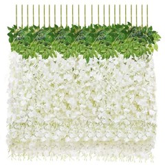 12 PCS Wisteria Hanging Flowers, 3.6ft Fake Wisteria Vines 12 Pack White