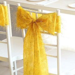 5 GOLD Polyester Chair SASHES Metallic Fringe Party Events Home Decorations
