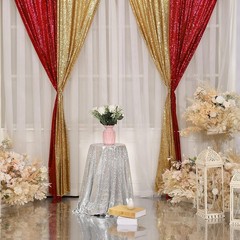 Versatile Red Sequin Backdrop Curtain 2 Panels 2Ft x 8Ft for Memorable Events