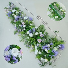 Artificial Floral Arrangement & Drapes Set, Wedding, White Purple, 225cm 85cm
