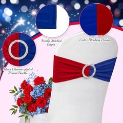 12 Pcs Spandex Chair Sashes Patriotic Stretch Chair Ties Bows Blue and Red
