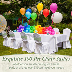 100 Pcs Spandex Chair Sashes Bows Bands Slider Sashes for Chair Covers Elastic B