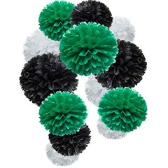 Paper Flower Tissue Pom Poms Party Supplies black,green,white,12pc