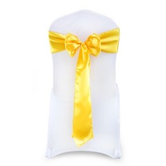 100 Yellow Gold Satin Chair Sashes Silky Sateen Chair Bows wedding party décor
