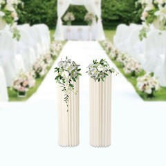 2Pcs 39.4in Milky White Cardboard Vase Stands Wedding Party Decor