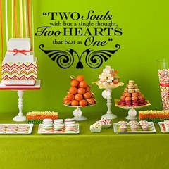 Two Hearts that Beat as One Wedding Wall Decor Vinyl Sticker Decal 16″h x 22″w