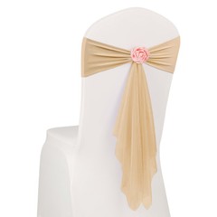 10/20x Spandex Stretch Wedding Party Chair Cover Band Bow Sashes w/ Flower Decor