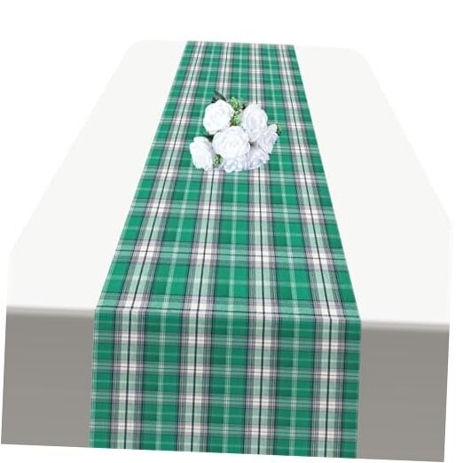 Tartan Plaid Table Runner 72 Inch – Green Plaid Table Runner for Holiday Home