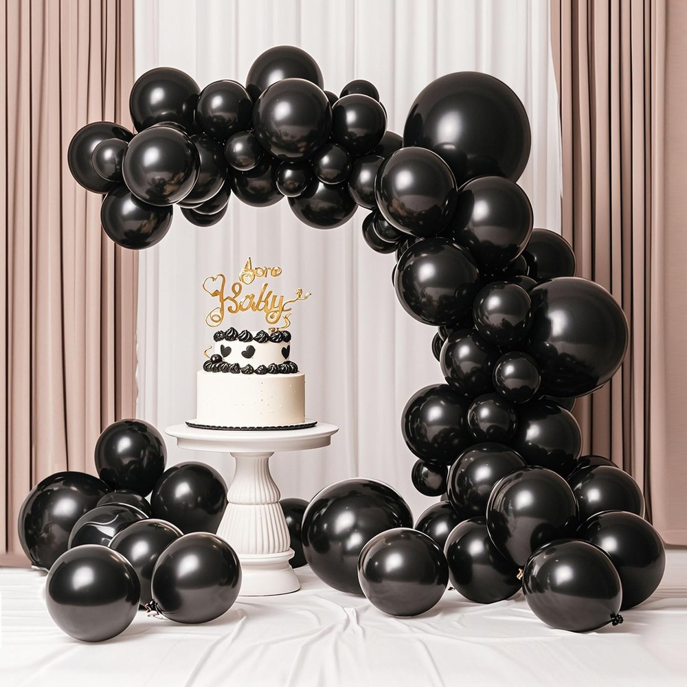 Black Balloons 145 pcs Black balloon Arch Kit Different Sizes of 18 12 10 5 I…